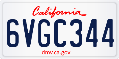 CA license plate 6VGC344