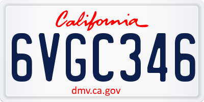 CA license plate 6VGC346