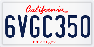 CA license plate 6VGC350
