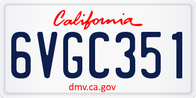 CA license plate 6VGC351