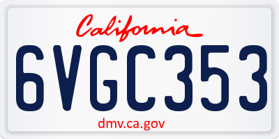 CA license plate 6VGC353