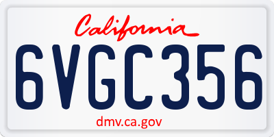 CA license plate 6VGC356