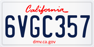 CA license plate 6VGC357