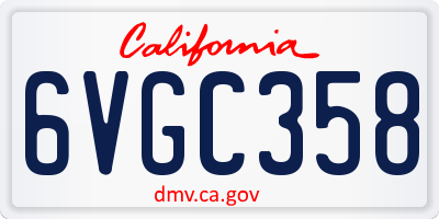 CA license plate 6VGC358