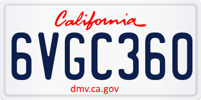CA license plate 6VGC360