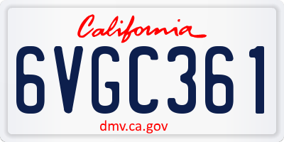 CA license plate 6VGC361