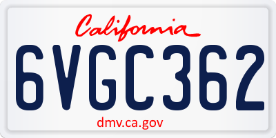 CA license plate 6VGC362