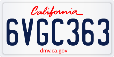 CA license plate 6VGC363