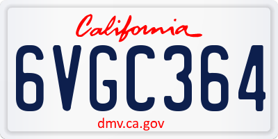 CA license plate 6VGC364