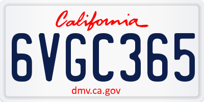 CA license plate 6VGC365