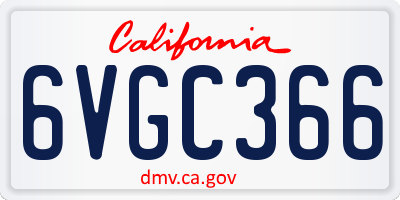 CA license plate 6VGC366