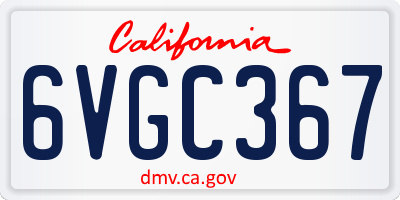CA license plate 6VGC367