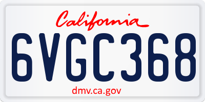 CA license plate 6VGC368