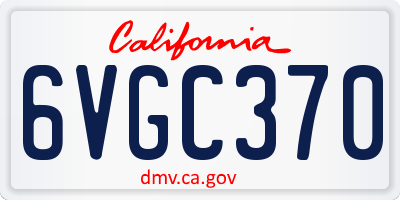 CA license plate 6VGC370