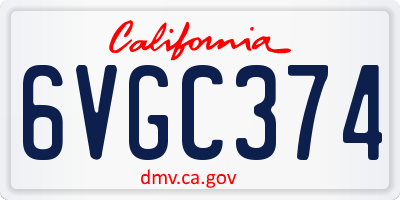 CA license plate 6VGC374