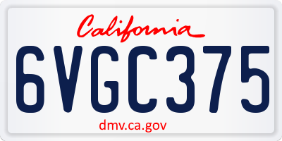 CA license plate 6VGC375