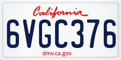 CA license plate 6VGC376