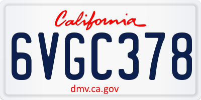 CA license plate 6VGC378