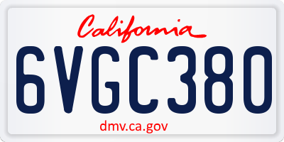 CA license plate 6VGC380