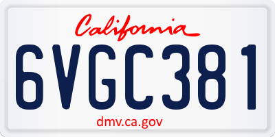 CA license plate 6VGC381