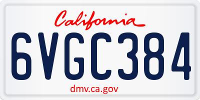 CA license plate 6VGC384