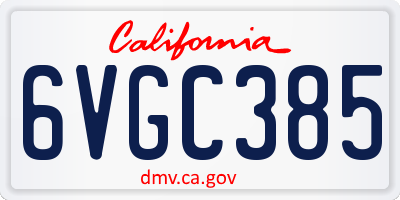 CA license plate 6VGC385