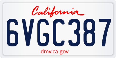 CA license plate 6VGC387