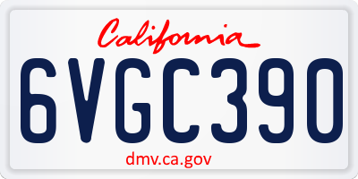 CA license plate 6VGC390