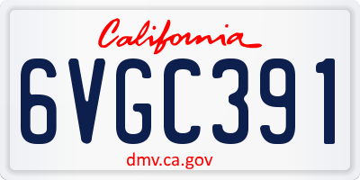 CA license plate 6VGC391