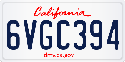 CA license plate 6VGC394