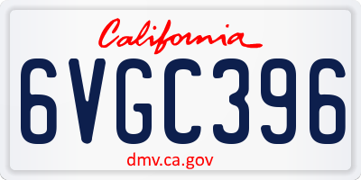 CA license plate 6VGC396