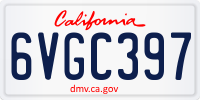 CA license plate 6VGC397