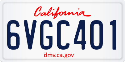 CA license plate 6VGC401