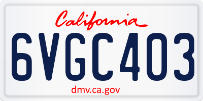 CA license plate 6VGC403
