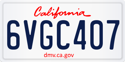 CA license plate 6VGC407