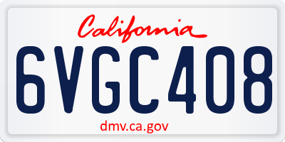 CA license plate 6VGC408