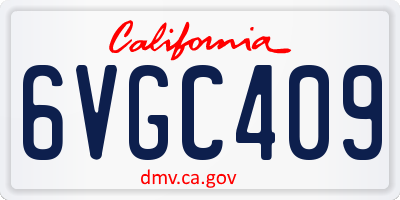 CA license plate 6VGC409