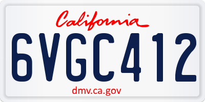 CA license plate 6VGC412