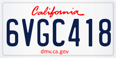 CA license plate 6VGC418