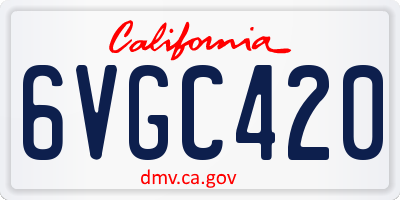 CA license plate 6VGC420