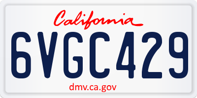 CA license plate 6VGC429