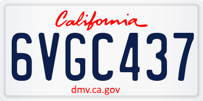 CA license plate 6VGC437