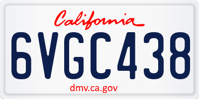 CA license plate 6VGC438