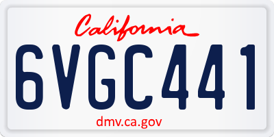 CA license plate 6VGC441
