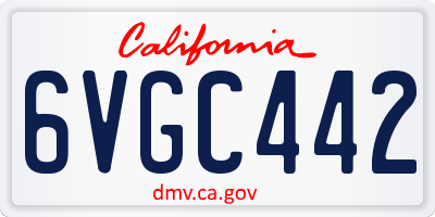CA license plate 6VGC442