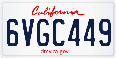 CA license plate 6VGC449