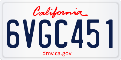 CA license plate 6VGC451