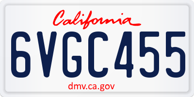 CA license plate 6VGC455