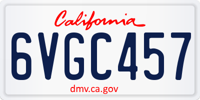 CA license plate 6VGC457