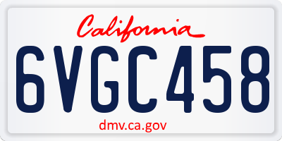 CA license plate 6VGC458